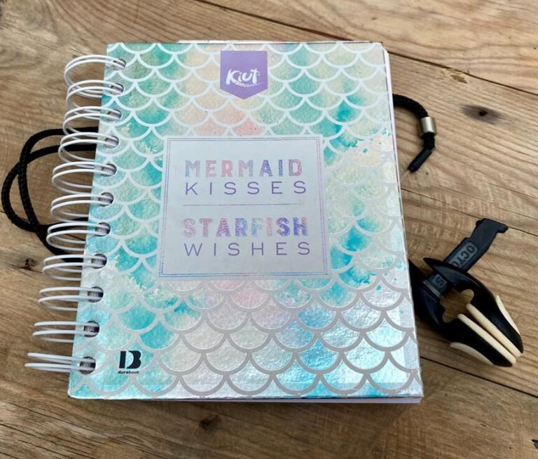 mermaid patterned freediving logbook with noseclip