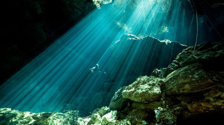 cenote guide on beautiful cavern with The Go Pro Family dive in Playa del Carmen